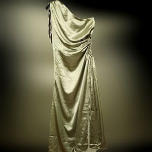 Sage Green one shoulder silk dress
